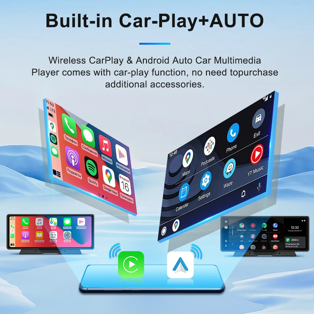 10.26 Inch Car Mirror Radio Multimedia Video Player Universal Wireless Carplay 5G Wifi BT High-performance CPU HDR QLED Screen