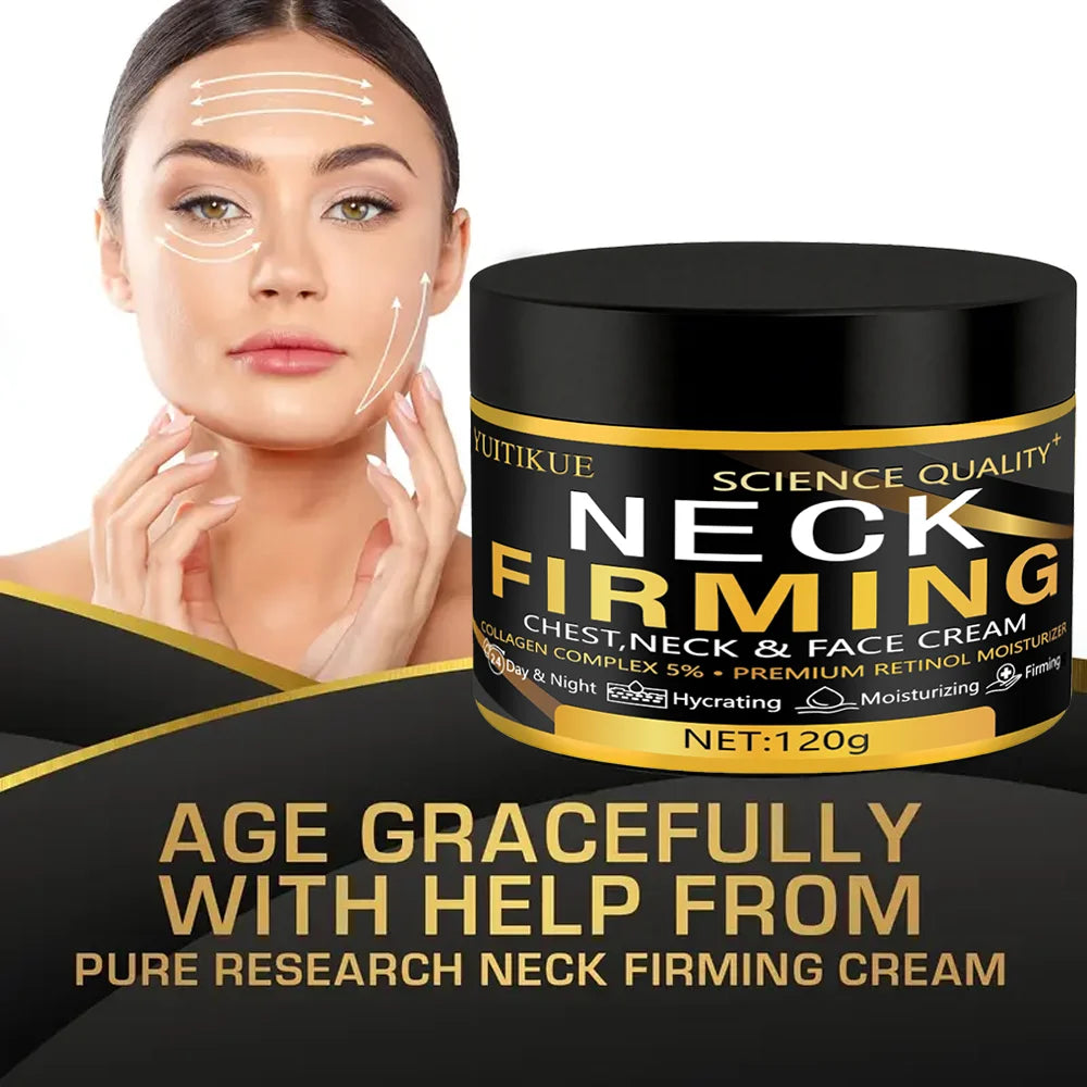 YUITIKUE Neck Firming Cream 120g - Retinol & 5% Collagen, Day/Night Moisturizer, Lifts Chest, Neck & Face, Anti-Aging
