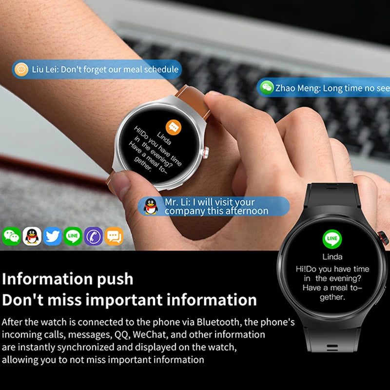 2025 New Watch4 Pro Men Smart Watch 360*360 AMOLED Screen Heart Rate Bluetooth Call IP67 Waterproof Men's Smartwatch For Android