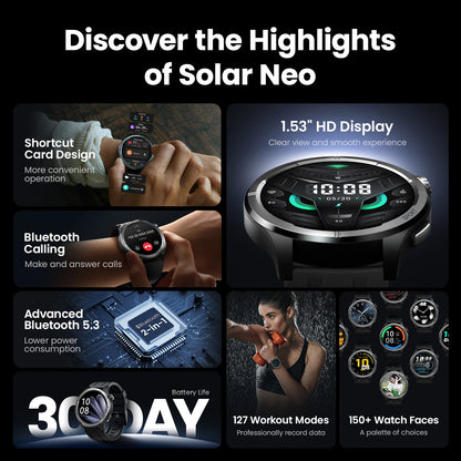HAYLOU Solar Neo Smart Watch 1.53'' HD Display 24H Health Monitoring Bluetooth Call Smartwatch Men Women Smart Sport Watchs