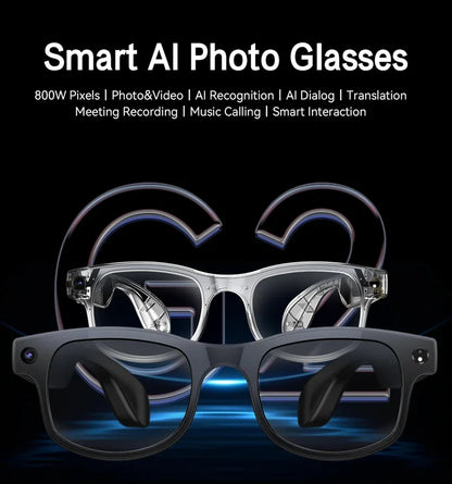 New AI Smart Glasses 800W Pixel Camera 1200P Video Recording AI Translation Music Control Intelligent Wearable Device 2025 Hot