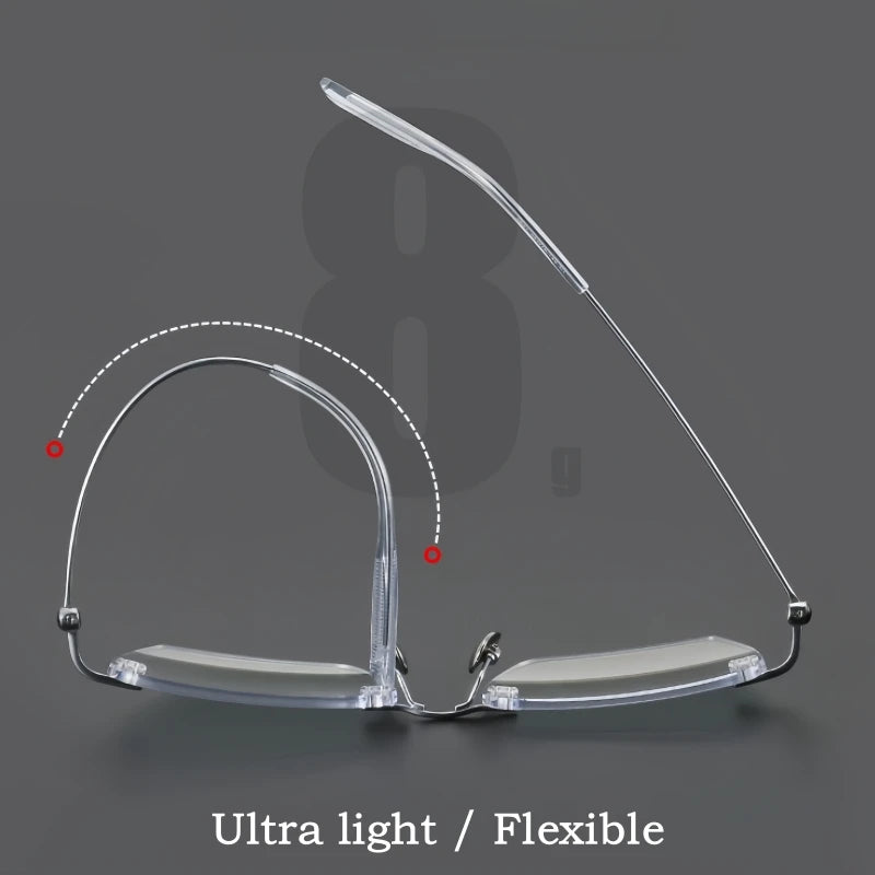 TFTB Pure Titanium Ultra-light Men's Rimless Glasses Business Retro Eyeglasses Flexible Optical Prescription Glasses Frame 142mm
