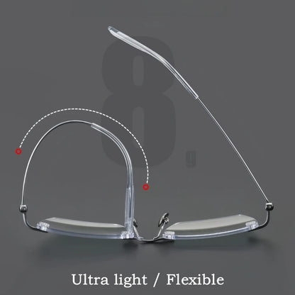 TFTB Pure Titanium Ultra-light Men's Rimless Glasses Business Retro Eyeglasses Flexible Optical Prescription Glasses Frame 142mm