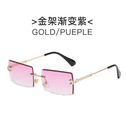 New Borderless Rectangle Sunglasses Women's Metal Square Fashion Sun Glasses Women's Summer Travel Eyewear UV400 Gafas De Sol