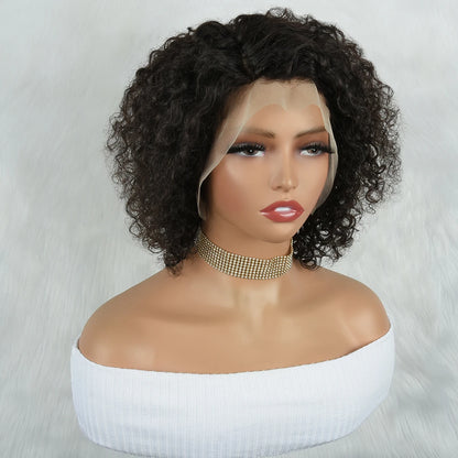 Water Wave Lace Frontal Wigs For Women 13x4 Glueless Short Curly Wig Pixie Cut Human Hair Wigs 250 Density Ready to Wear