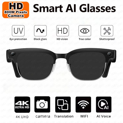 IP65 AI Smart Glasses 800MP HD Camera Take Video Photo Bluetooth Call Voice Assistant Music Player Smart Translation Sunglasses