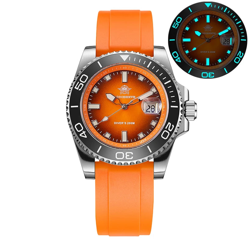 ADDIESDIVE NEW Diver Watch For Men Top Brand Waterproof Luminous Quartz Wristwatch Green/Red/Orange Dial Stainless Steel Watches