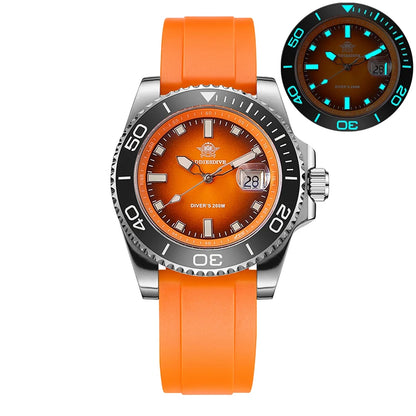 ADDIESDIVE NEW Diver Watch For Men Top Brand Waterproof Luminous Quartz Wristwatch Green/Red/Orange Dial Stainless Steel Watches
