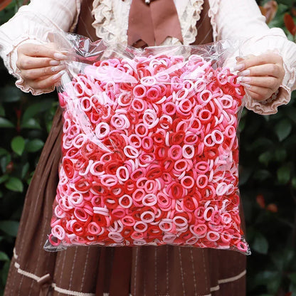 50Pcs/bag Colorful Basic Nylon Ealstic Hair Ties for Girls Ponytail Hold Scrunchie Rubber Band Kid Fashion Hair Accessories