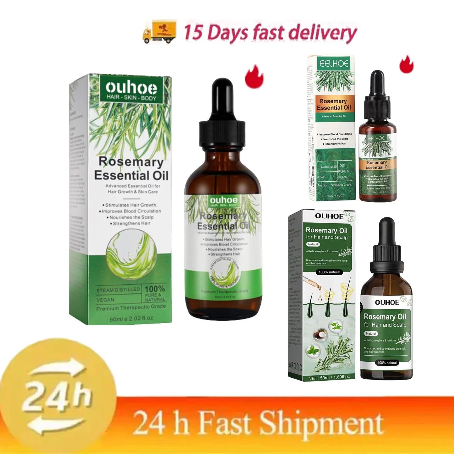 Rosemary Essential Oil Hair Care Oils Pure Natural 30ml/60ml Hair Essential Oils For Nourish Shiny Hair Healthy Care