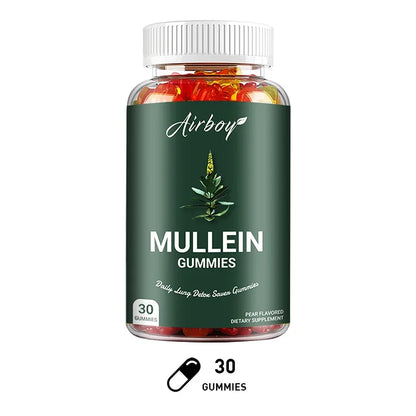 Mullein Gummies - Natural Lung Cleanser and Detoxifier, Promotes Respiratory Health, Relieves Headaches