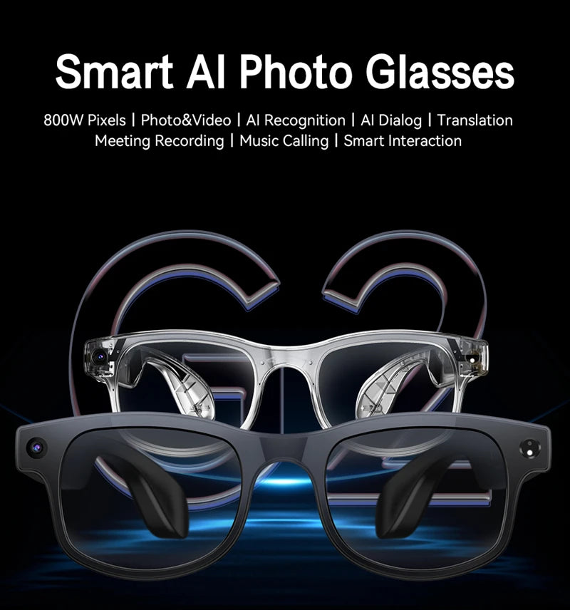 4K Smart Photo Glasses 800W Pixel Shooting Camera Chat GPT Video Voice Call Translation Bluetooth Glasses For Men Women