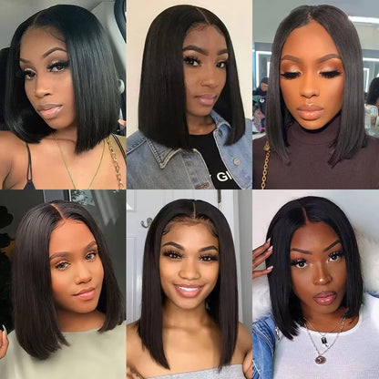 Brazilian 13x4 HD Lace Front Straight Bob Wig Human Hair 250% Density Short Bob Wig Glueless 4x4 Lace Closure Wigs For Women
