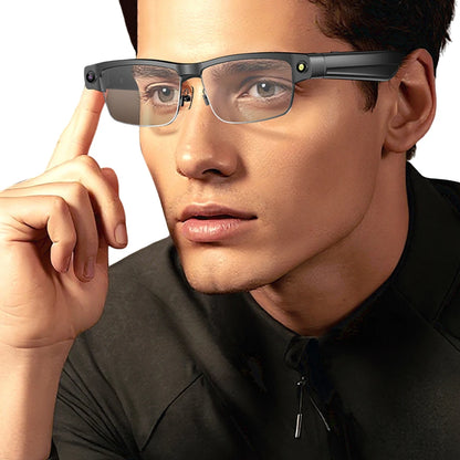 AI Smart Glasses Voice Assistant Camera Glasses Built-in Mic & Speakers Audio Glasses for Office Music Answering Calls