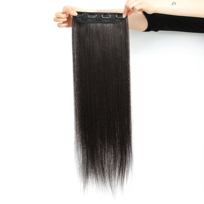 24Inchs Clips in Hair Extensions Long Straight Hairstyle Synthetic Blonde Black Hairpieces Heat Resistant False Hair
