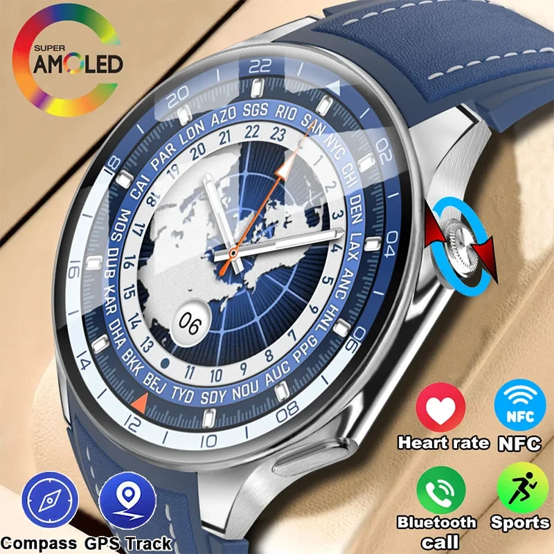 New For OPPO Smart Watch Men  GPS Trajectory Compass 466*466 AMOLED HD Screen Bluetooth Call 120+Sports Fitness Man Smartwatch