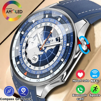 New For OPPO Smart Watch Men  GPS Trajectory Compass 466*466 AMOLED HD Screen Bluetooth Call 120+Sports Fitness Man Smartwatch