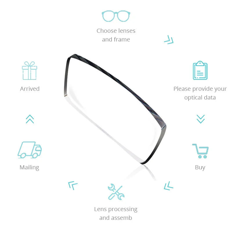 Pilot Rimless Glasses Men Optical Frame Pure Titanium Myopia Hyperopia Progressive Prescription Lens Eyeglasses Anti-Reflection