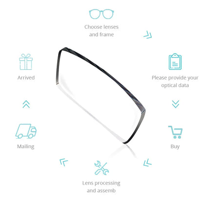 Pilot Rimless Glasses Men Optical Frame Pure Titanium Myopia Hyperopia Progressive Prescription Lens Eyeglasses Anti-Reflection