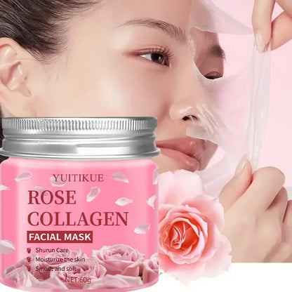 YUITIKUE Rose Collagen Facial Mask 60g - Night Care, Moisturize & Smooth Skin, Shurun Care Formula for Soft Skin