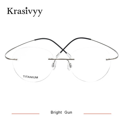 Krasivyy Round Rimless Glasses Frame Men Ultralight Myopia Prescription Eyeglasses Women Vintage Pure Titanium Optical  Eyewear