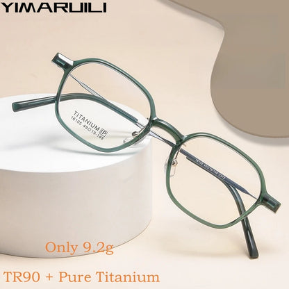 YIMARUILI Trendy Fashion Polygonal Men's Eyewear Ultra-Light Retro TR90 Titanium Optical Prescription Women's Eyeglass Frame 05X