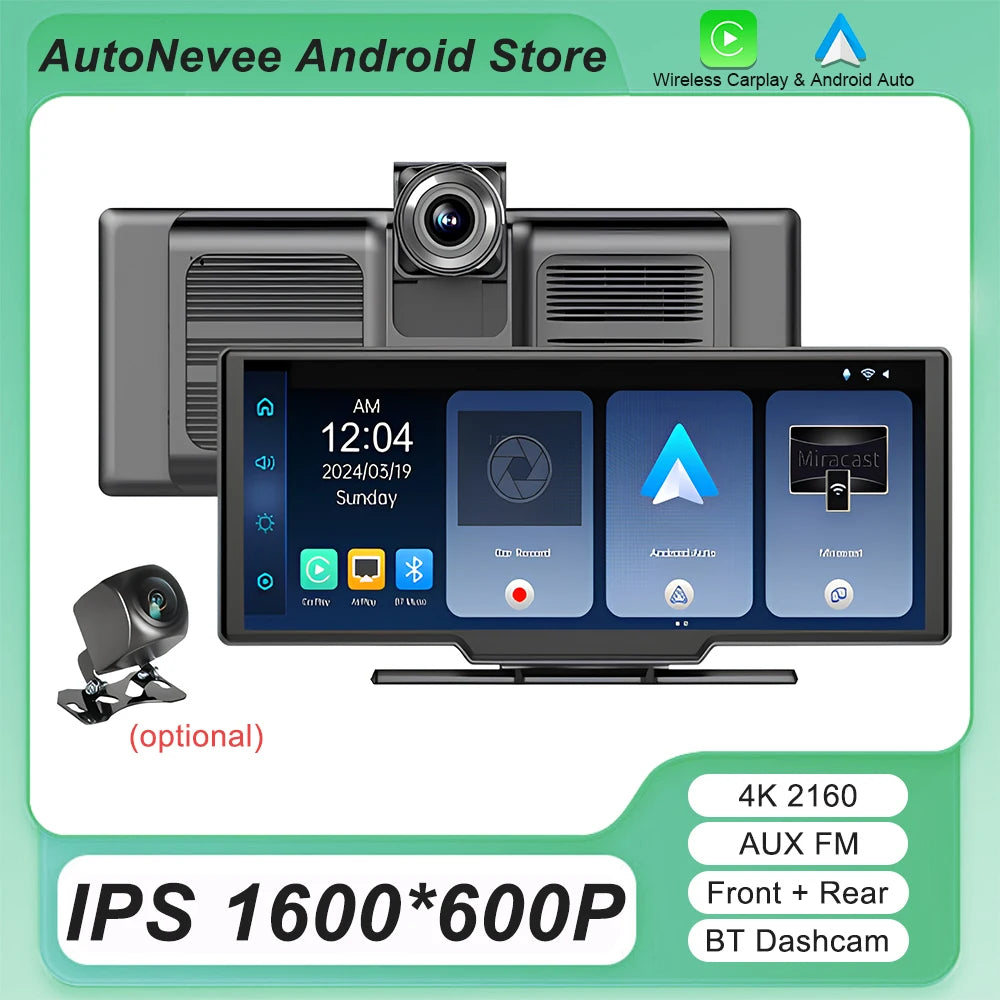 10.26 Inch Car Mirror Radio Multimedia Video Player Universal Wireless Carplay 5G Wifi BT High-performance CPU HDR QLED Screen