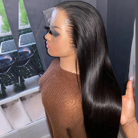 Wear And Go Glueless HD Transparent Wigs Human Hair Lace Frontal Brazilian Straight Ready To Wear 13X4 Lace Frontal Wig 32Inch