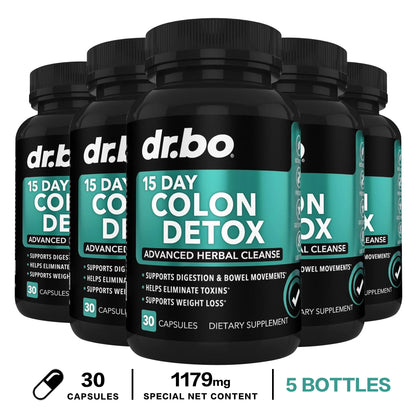 15 Day Colon Detox Capsules - Constipation Relief, Laxative Supplement, Relieves Stomach Bloating and Intestinal Discomfort
