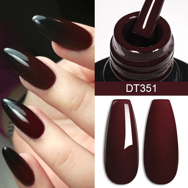 7ML Wine Red Gel Nail Polish Christmas Red Glitter Semi Permanent Varnish Nail Supplies Soak Off UV LED Nail Art Gel Polish DIY