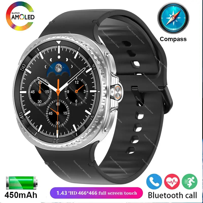 2025 New Smart Watch 8 Classic 46mm Ultra HD Screen ChatGPT GPS NFC Compass Clock Bluetooth Call Waterproof Smartwatch Men Women
