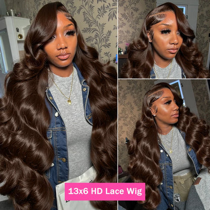 Luvin Brazilian Chocolate Brown Wig Body Wave Chocolate Brown Human Hair Wigs Body Wave Lace Front Wig 13x6 Brown Wig For Women