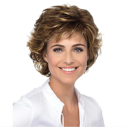 HAIRJOY Synthetic Hair Women Classic Short Wigs Layers Curly Grey Wig