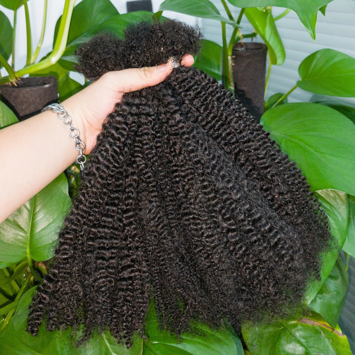 4C Kinky Twist Crochet Braiding Hair 100% Human Hair Dreadlocks Extensions 16" Curly Human Hair QVR Afro Kinky Bulk Hair T1B-30#