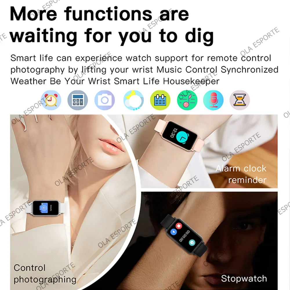 For Android IOS Smart Bracelet Women Smartwatch Men Heart Rate Blood Oxygen Waterproof Sport Smart Band Watch For Ladies +Gift