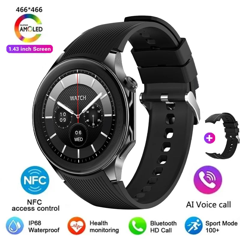 New For OPPO Smart Watch Men  GPS Trajectory Compass 466*466 AMOLED HD Screen Bluetooth Call 120+Sports Fitness Man Smartwatch