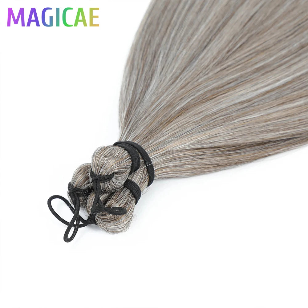 28Inch Ombre Straight Brown 6# M816# Blond 613 White Gray 60# 3Pcs Bundles Crochet Braids Ariel High Temperature Synthetic Hair
