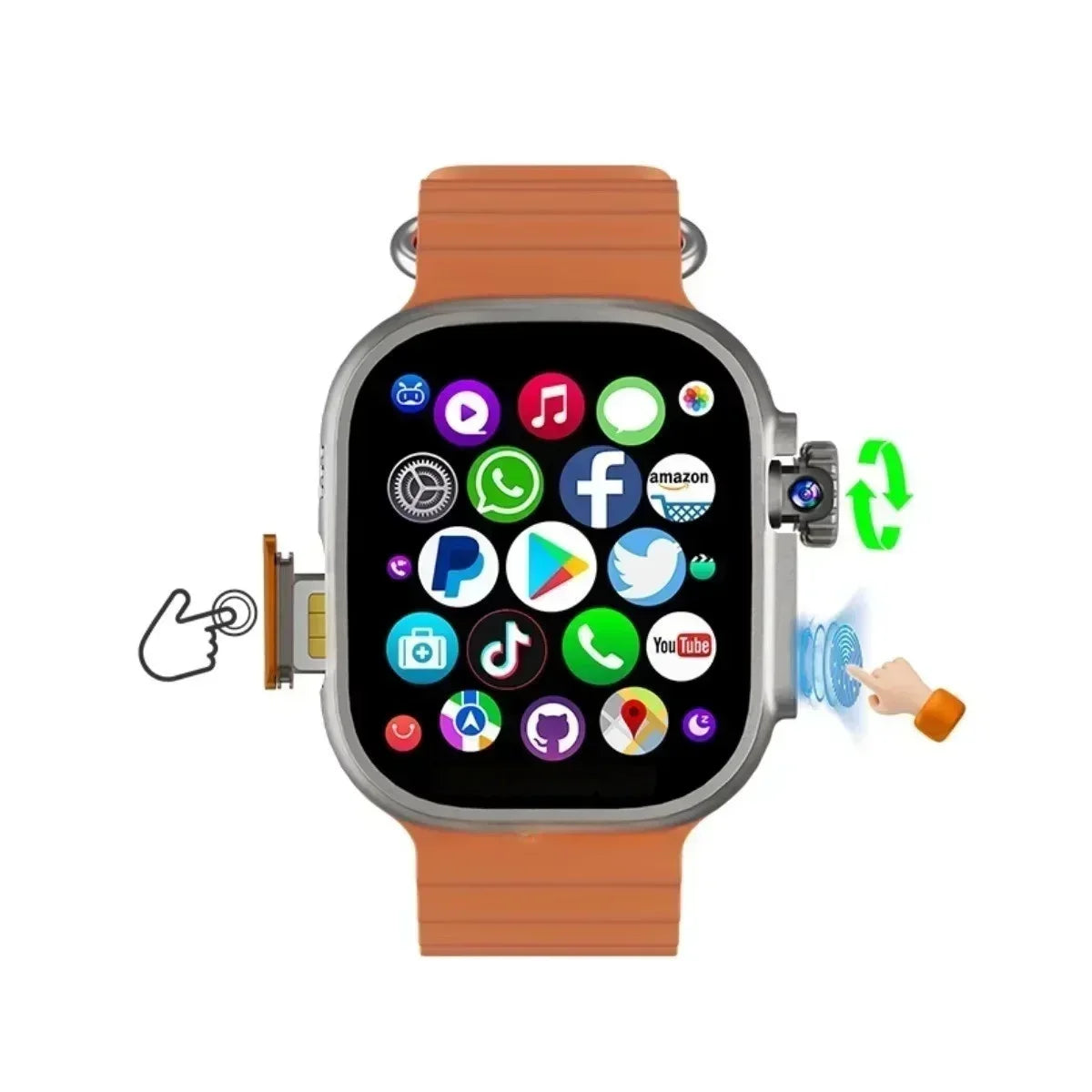 2025 DW100 4G Android Smartwatch Global Calling Fingerprint Unlock 2.29 Inch AMOLED 4G SIM Video Chat WIFI GPS Tracker