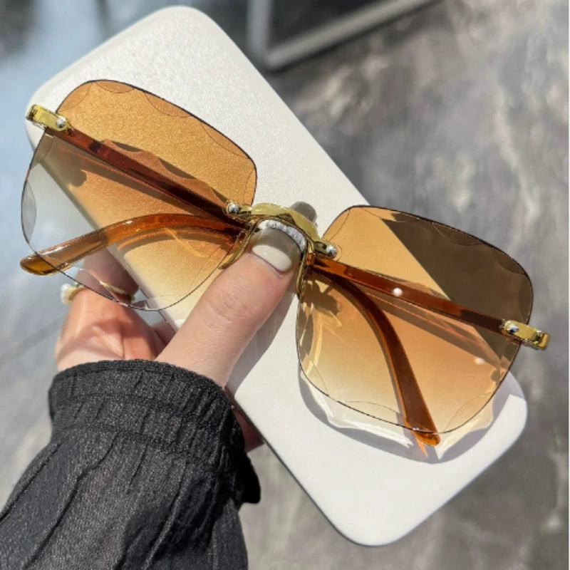 Square Sunglasses Woman Fashion Rimless Gradient Sun Glasses Brand Designer Sunglasses for Women Очки Солнечные Женские Очки