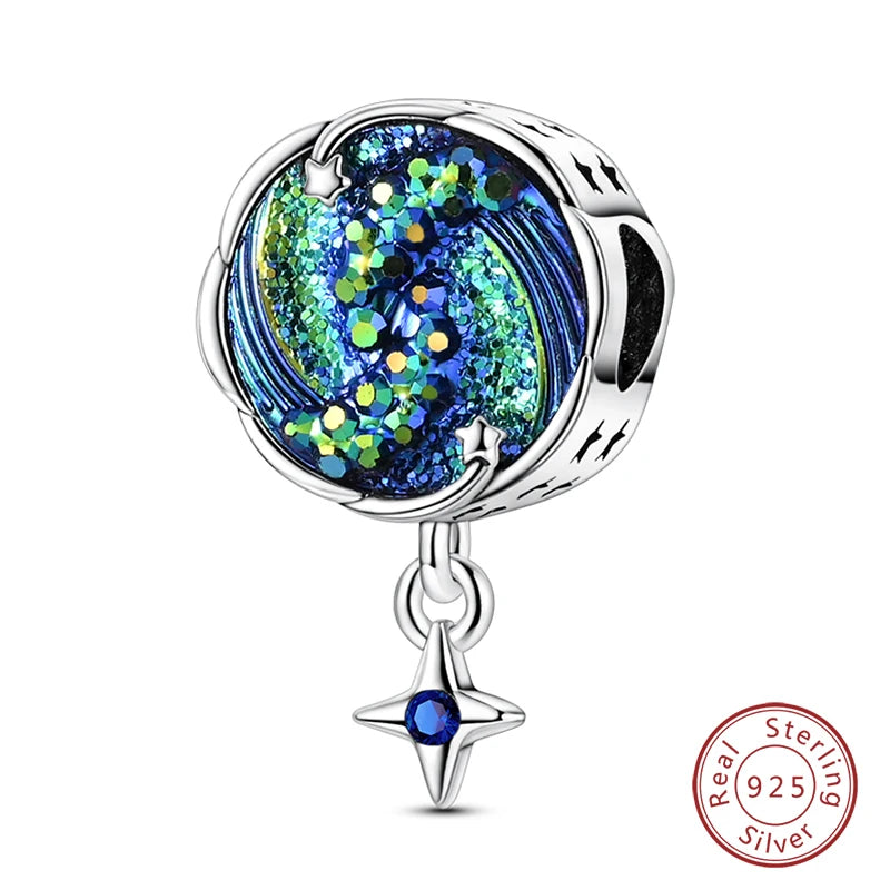 925 Sterling Silver Blue Purple Butterfly Perfume Bottle Starry Sky Hot Air Balloon Charms Beads Fit DIY S925 Bracelets Jewelry