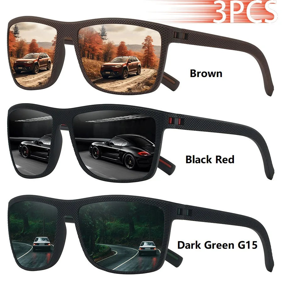 3 PCS Fashion Vintage Check Pattern Sunglasses Men Women Fishing Driving Man Luxury Brand Designer Sun Glasses UV400 Eyewear