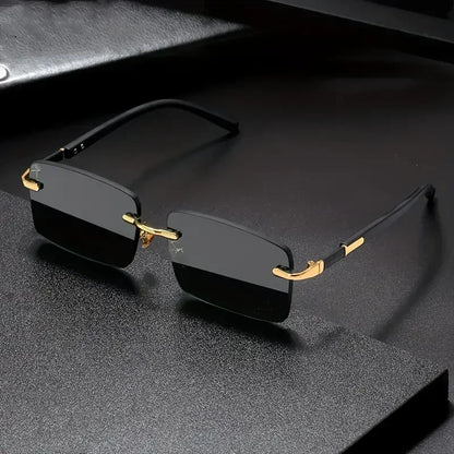 Rimless Sunglasses Rectangle Fashion Popular Women Men Shades Small Square Sun Glasses for Female Male Summer Traveling Oculos