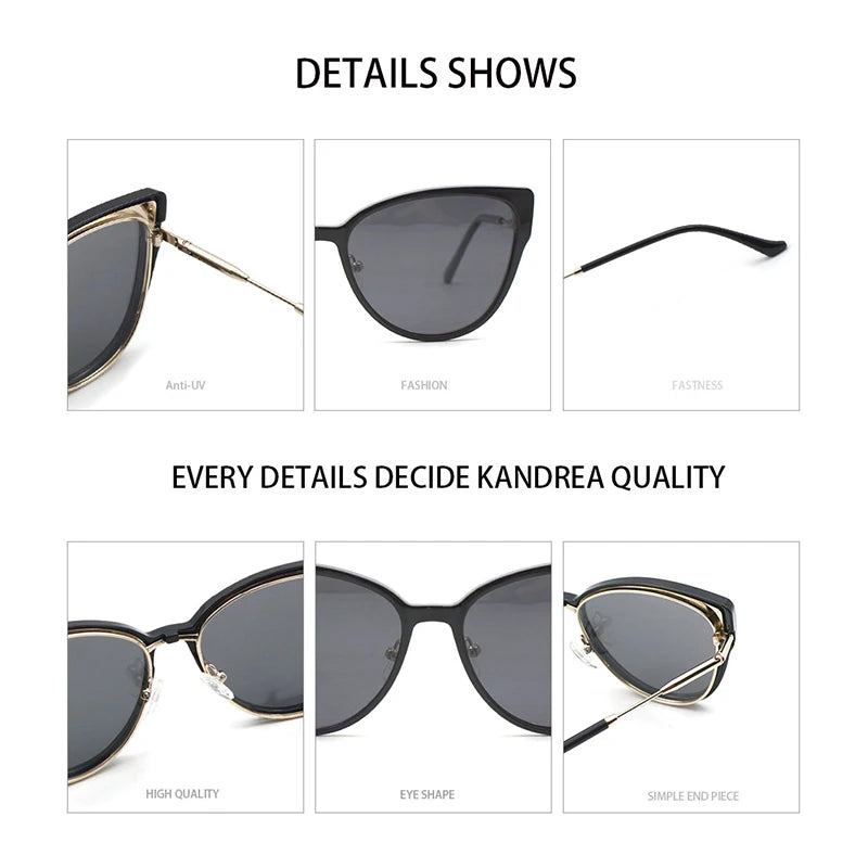 KANDREA Vintage 2 In 1 Clip On Glasses Frame Women Brand Design Polarized Sunglasses Optical Prescription Eyeglasses FNA017