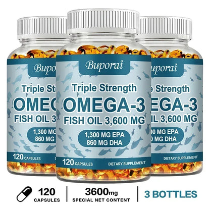 Omega-3 Fish Oil - Rich in DHA & EPA - Support Brain & Nervous System Health, Cardiovascular & Skin Health