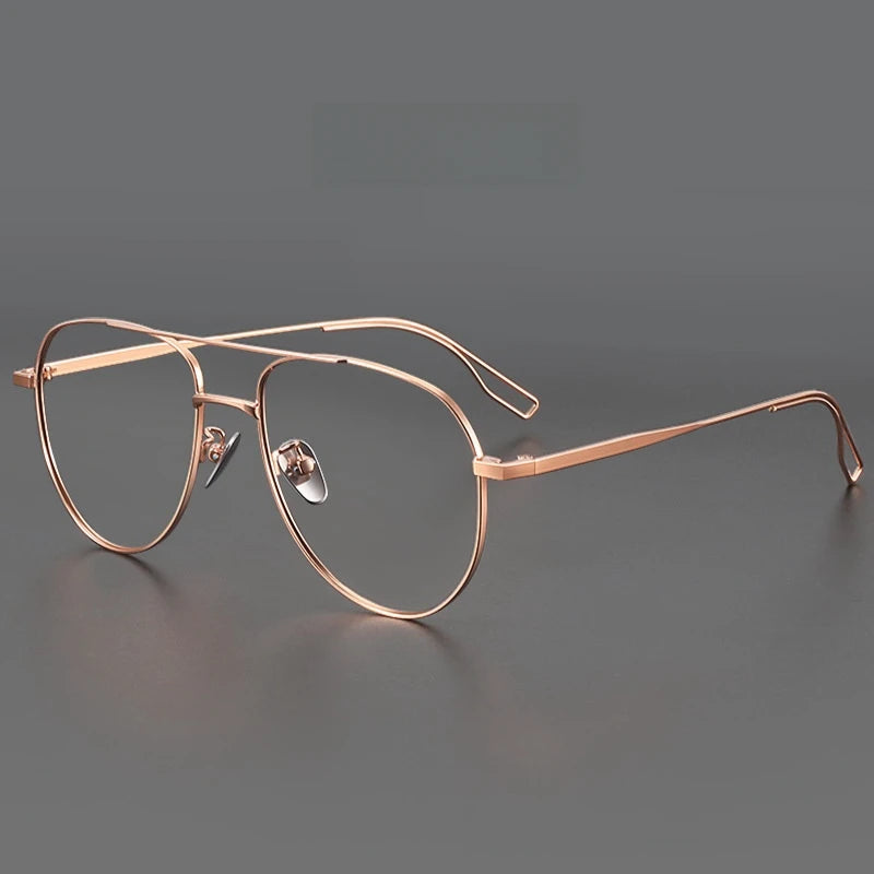FIRADA New Fashionable Comfortable Pilot Glasses Retro Double Beam Pure Titanium Prescription Eyewear Frames For Men 061-C