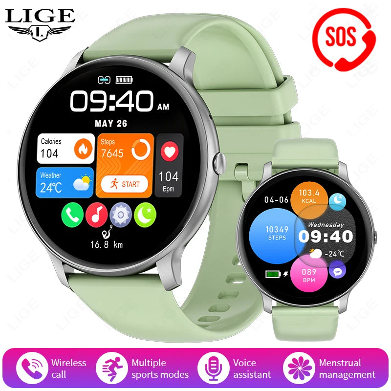 LIGE 2025 Bluetooth Call Smart Watch Women Custom Dial Watches Men Sports Fitness Tracker Heart Rate Smartwatch For Android iOS