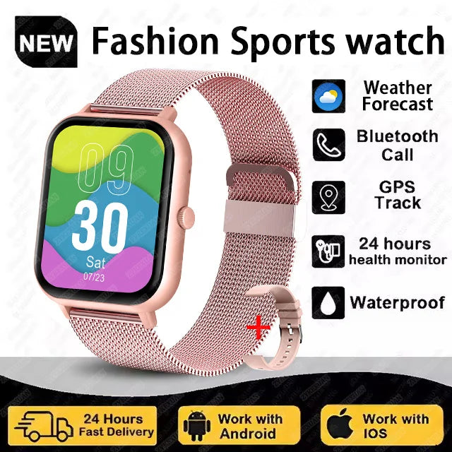 2025 New For Women Bluetooth Call Smart Watch Women Men Heart Rate Blood Oxygen Voice Assistant 100+Sports Ladies Smartwatch