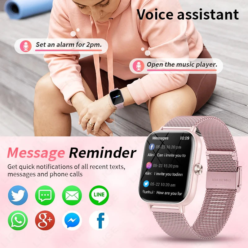 LIGE 2025 Smart Watch Women Bluetooth Call Sport Fitness Tracker Watch Health Monitor Fashion Ladies Men Smartwatch For Android