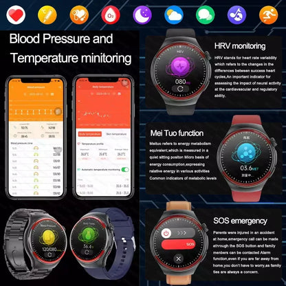 2025 NEW AI Medical Diagnosis Blood glucose Smart Watch Blood pressure NFC Heart rate Bluetooth Call SOS Health Smartwatch Men