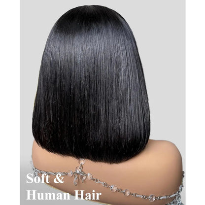 Short 13X4 Lace Front Bob Wig Human Hair Wigs Straight Frontal Bob Wig Glueless Wig Ready To Wear Go Machine Made Wig With Bangs